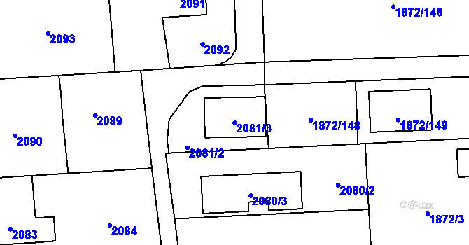 Parcela st. 2081/3 v KÚ Bolatice, Katastrální mapa