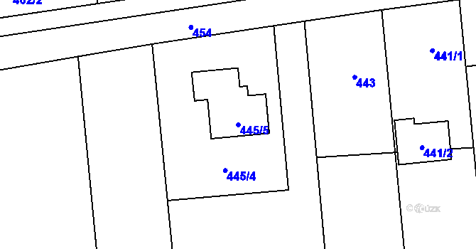 Parcela st. 445/5 v KÚ Bolatice, Katastrální mapa