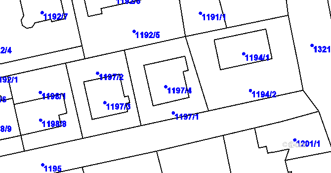 Parcela st. 1197/4 v KÚ Bolatice, Katastrální mapa
