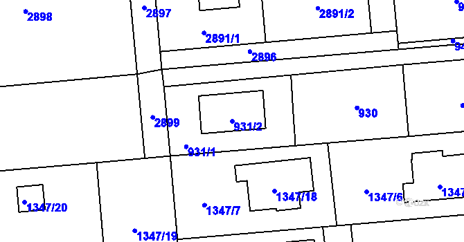 Parcela st. 931/2 v KÚ Bolatice, Katastrální mapa