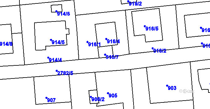 Parcela st. 916/7 v KÚ Bolatice, Katastrální mapa