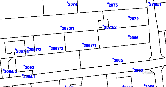 Parcela st. 2067/1 v KÚ Bolatice, Katastrální mapa