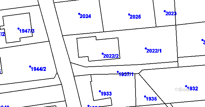 Parcela st. 2022/2 v KÚ Bolatice, Katastrální mapa