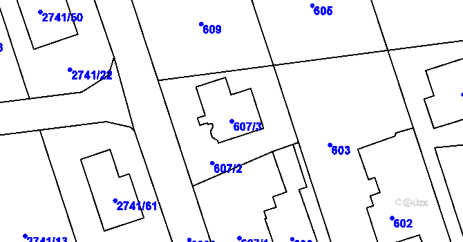 Parcela st. 607/3 v KÚ Bolatice, Katastrální mapa