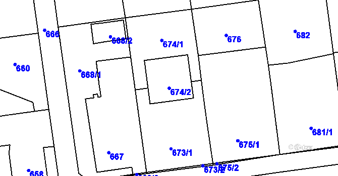 Parcela st. 674/2 v KÚ Bolatice, Katastrální mapa