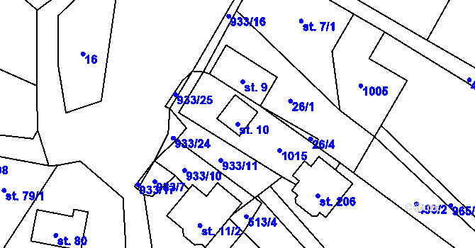 Parcela st. 10 v KÚ Boleboř, Katastrální mapa