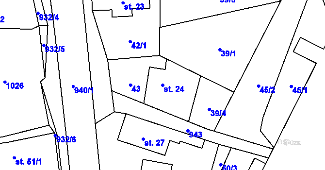 Parcela st. 24 v KÚ Boleboř, Katastrální mapa