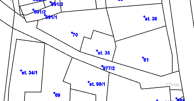 Parcela st. 35 v KÚ Boleboř, Katastrální mapa