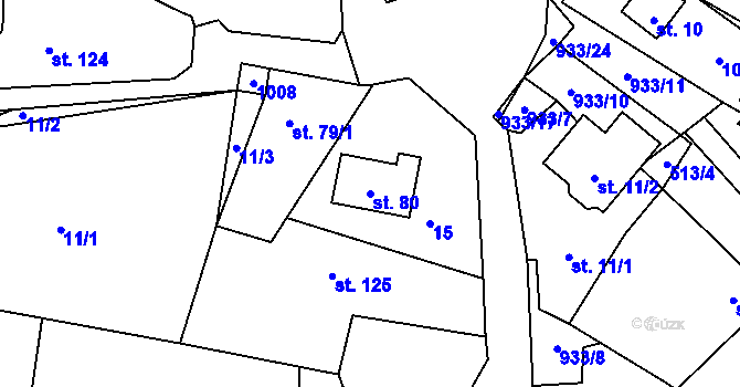 Parcela st. 80 v KÚ Boleboř, Katastrální mapa