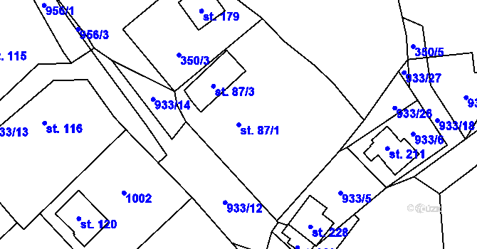 Parcela st. 87/1 v KÚ Boleboř, Katastrální mapa