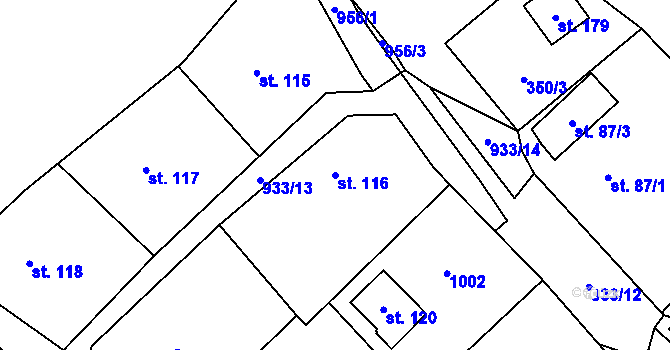 Parcela st. 116 v KÚ Boleboř, Katastrální mapa