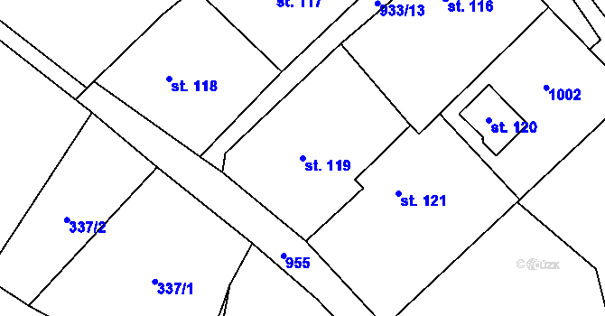 Parcela st. 119 v KÚ Boleboř, Katastrální mapa