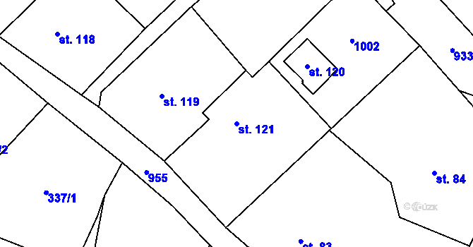 Parcela st. 121 v KÚ Boleboř, Katastrální mapa