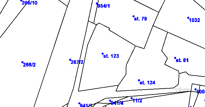 Parcela st. 123 v KÚ Boleboř, Katastrální mapa