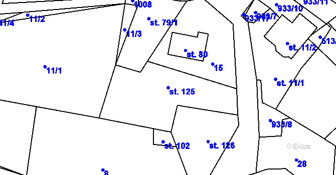 Parcela st. 125 v KÚ Boleboř, Katastrální mapa