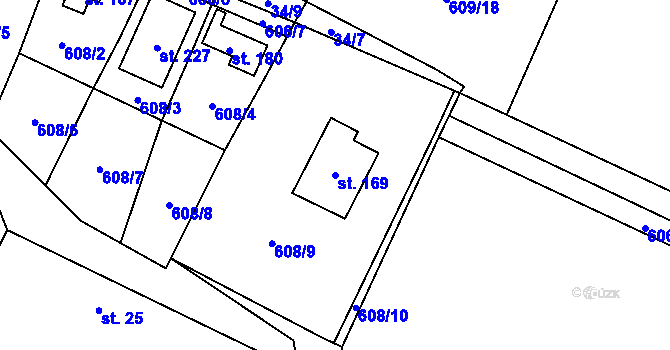 Parcela st. 169 v KÚ Boleboř, Katastrální mapa