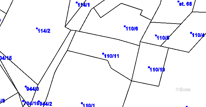 Parcela st. 110/11 v KÚ Boleboř, Katastrální mapa