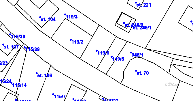 Parcela st. 119/1 v KÚ Boleboř, Katastrální mapa