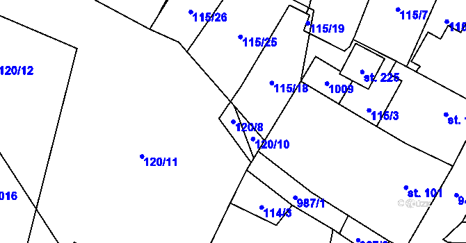 Parcela st. 120/8 v KÚ Boleboř, Katastrální mapa