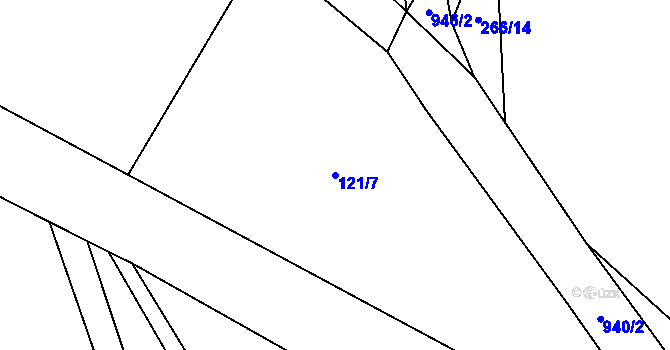 Parcela st. 121/7 v KÚ Boleboř, Katastrální mapa