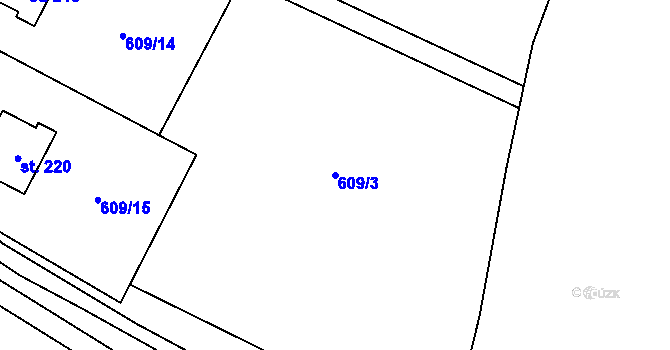 Parcela st. 609/3 v KÚ Boleboř, Katastrální mapa