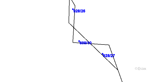 Parcela st. 609/10 v KÚ Boleboř, Katastrální mapa
