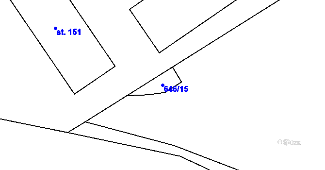 Parcela st. 646/15 v KÚ Boleboř, Katastrální mapa