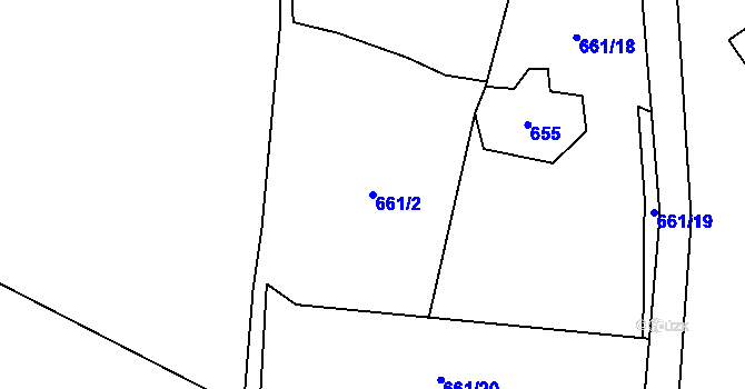 Parcela st. 661/2 v KÚ Boleboř, Katastrální mapa