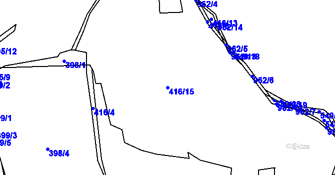 Parcela st. 416/15 v KÚ Boleboř, Katastrální mapa