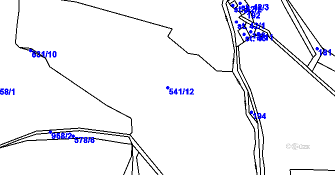Parcela st. 541/12 v KÚ Boleboř, Katastrální mapa