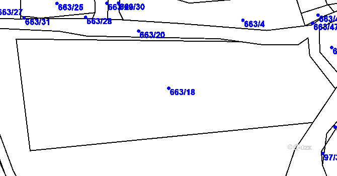Parcela st. 663/18 v KÚ Boleboř, Katastrální mapa