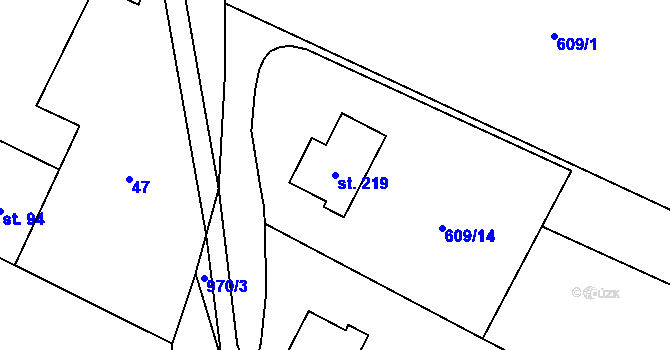 Parcela st. 219 v KÚ Boleboř, Katastrální mapa