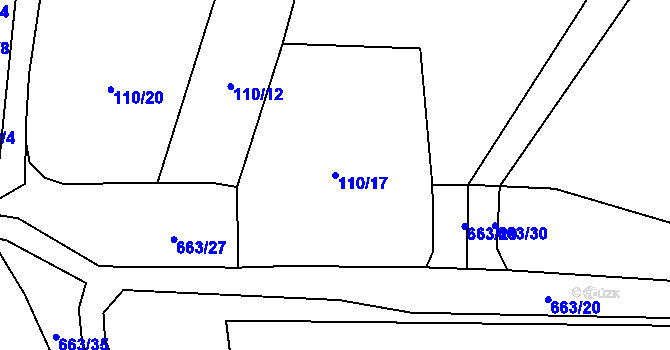 Parcela st. 110/17 v KÚ Boleboř, Katastrální mapa