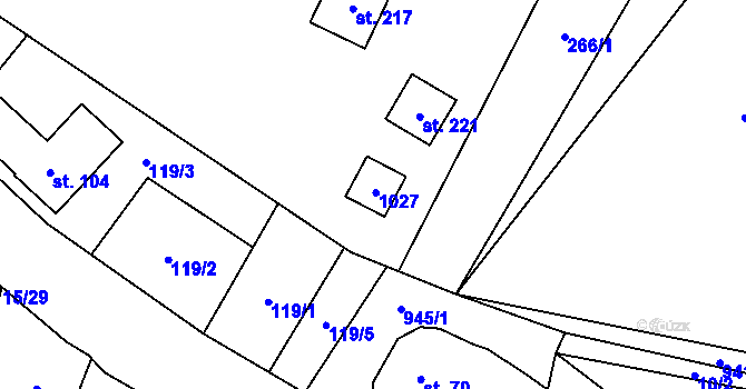 Parcela st. 222 v KÚ Boleboř, Katastrální mapa