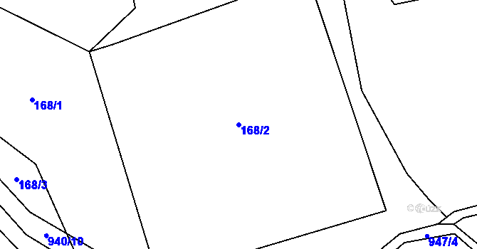 Parcela st. 168/2 v KÚ Boleboř, Katastrální mapa