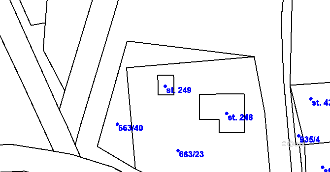 Parcela st. 249 v KÚ Boleboř, Katastrální mapa