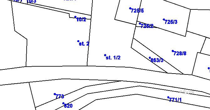 Parcela st. 1/2 v KÚ Orasín, Katastrální mapa