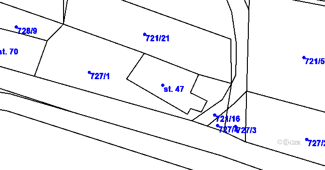 Parcela st. 47 v KÚ Orasín, Katastrální mapa