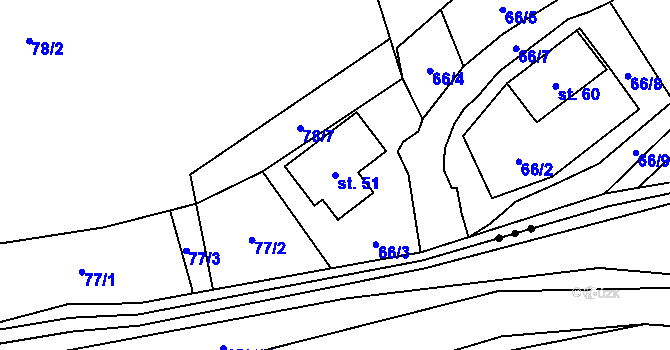 Parcela st. 51 v KÚ Orasín, Katastrální mapa