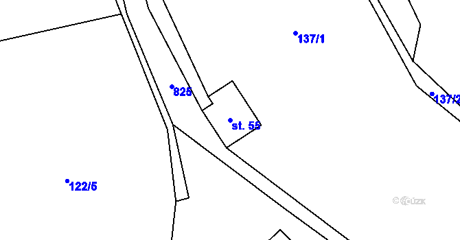 Parcela st. 55 v KÚ Orasín, Katastrální mapa