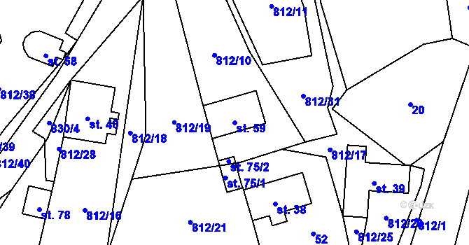Parcela st. 59 v KÚ Orasín, Katastrální mapa