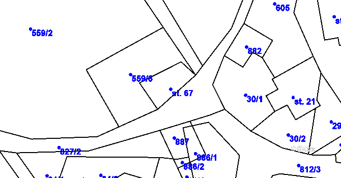 Parcela st. 67 v KÚ Orasín, Katastrální mapa