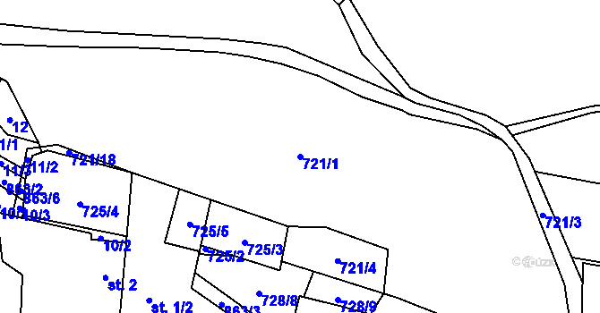 Parcela st. 721/1 v KÚ Orasín, Katastrální mapa