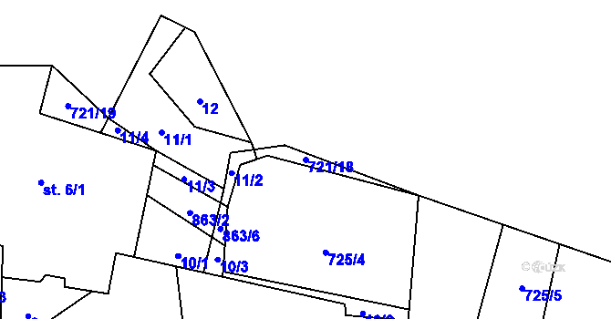 Parcela st. 721/18 v KÚ Orasín, Katastrální mapa