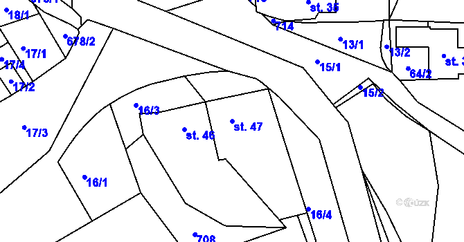 Parcela st. 47 v KÚ Pyšná, Katastrální mapa