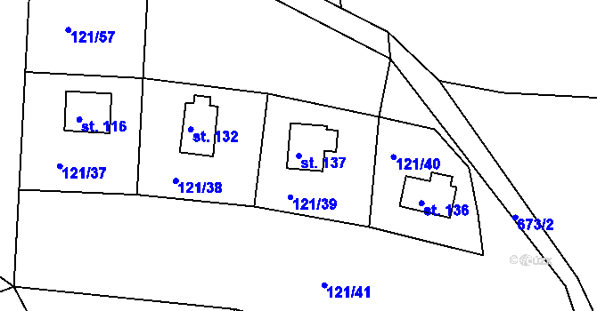 Parcela st. 137 v KÚ Pyšná, Katastrální mapa