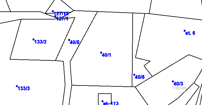 Parcela st. 40/1 v KÚ Pyšná, Katastrální mapa