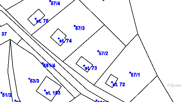 Parcela st. 57/2 v KÚ Pyšná, Katastrální mapa
