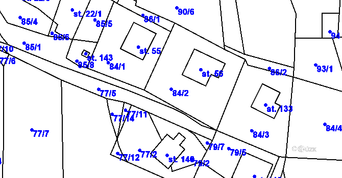 Parcela st. 84/2 v KÚ Pyšná, Katastrální mapa