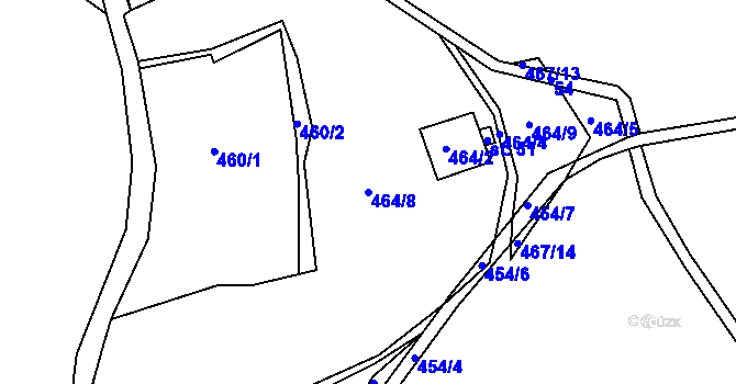 Parcela st. 464/8 v KÚ Pyšná, Katastrální mapa